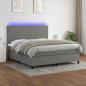 Preview: ARDEBO.de - Boxspringbett mit Matratze & LED Dunkelgrau 160x200 cm Stoff