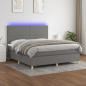 Preview: ARDEBO.de - Boxspringbett mit Matratze & LED Dunkelgrau 160x200 cm Stoff