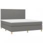 Preview: Boxspringbett mit Matratze & LED Dunkelgrau 160x200 cm Stoff