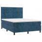 Preview: Boxspringbett mit Matratze & LED Dunkelblau 140x190 cm Samt