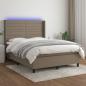 Preview: ARDEBO.de - Boxspringbett mit Matratze & LED Taupe 140x190 cm Stoff