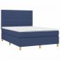 Preview: Boxspringbett mit Matratze & LED Blau 140x200 cm Stoff