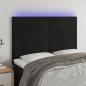 Preview: ARDEBO.de - LED Kopfteil Schwarz 144x5x118/128 cm Samt