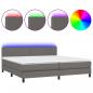 Preview: Boxspringbett mit Matratze & LED Grau 200x200 cm Kunstleder