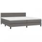 Preview: Boxspringbett mit Matratze & LED Grau 200x200 cm Kunstleder