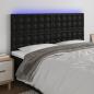 Preview: ARDEBO.de - LED Kopfteil Schwarz 180x5x118/128 cm Kunstleder