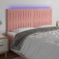 Preview: ARDEBO.de - LED Kopfteil Rosa 200x5x118/128 cm Samt