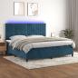 Preview: ARDEBO.de - Boxspringbett mit Matratze & LED Dunkelblau 200x200 cm Samt