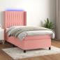 Preview: ARDEBO.de - Boxspringbett mit Matratze & LED Rosa 100x200 cm Samt