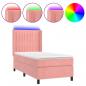 Preview: Boxspringbett mit Matratze & LED Rosa 100x200 cm Samt