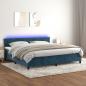 Preview: ARDEBO.de - Boxspringbett mit Matratze & LED Dunkelblau 200x200 cm Samt