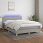 Preview: ARDEBO.de - Boxspringbett mit Matratze & LED Hellgrau 140x190 cm Stoff