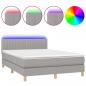 Preview: Boxspringbett mit Matratze & LED Hellgrau 140x190 cm Stoff