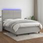 Preview: ARDEBO.de - Boxspringbett mit Matratze & LED Hellgrau 140x190 cm Stoff