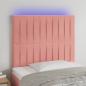 Preview: ARDEBO.de - LED Kopfteil Rosa 100x5x118/128 cm Samt