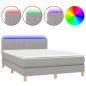 Preview: Boxspringbett mit Matratze & LED Hellgrau 140x200 cm Stoff