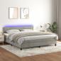 Preview: ARDEBO.de - Boxspringbett mit Matratze & LED Hellgrau 160x200 cm Samt