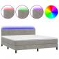 Preview: Boxspringbett mit Matratze & LED Hellgrau 160x200 cm Samt