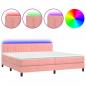 Preview: Boxspringbett mit Matratze & LED Rosa 200x200 cm Samt