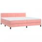 Preview: Boxspringbett mit Matratze & LED Rosa 200x200 cm Samt