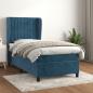 Preview: ARDEBO.de - Boxspringbett mit Matratze Dunkelblau 100x200 cm Samt