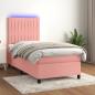 Preview: ARDEBO.de - Boxspringbett mit Matratze & LED Rosa 100x200 cm Samt