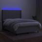 Preview: Boxspringbett mit Matratze & LED Hellgrau 140x190 cm Stoff