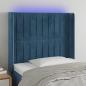 Preview: ARDEBO.de - LED Kopfteil Dunkelblau 103x16x118/128 cm Samt