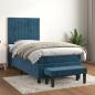 Preview: ARDEBO.de - Boxspringbett mit Matratze Dunkelblau 100x200 cm Samt