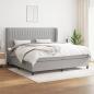 Preview: ARDEBO.de - Boxspringbett mit Matratze Hellgrau 200x200 cm Stoff