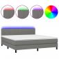 Preview: Boxspringbett mit Matratze & LED Dunkelgrau 160x200 cm Stoff