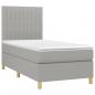 Preview: Boxspringbett mit Matratze & LED Hellgrau 100x200 cm Stoff