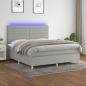 Preview: ARDEBO.de - Boxspringbett mit Matratze & LED Hellgrau 160x200 cm Stoff