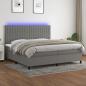 Preview: ARDEBO.de - Boxspringbett mit Matratze & LED Dunkelgrau 200x200 cm Stoff