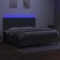 Preview: Boxspringbett mit Matratze & LED Dunkelgrau 200x200 cm Stoff