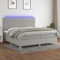 Preview: ARDEBO.de - Boxspringbett mit Matratze & LED Hellgrau 200x200 cm Stoff