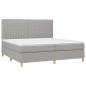 Preview: Boxspringbett mit Matratze & LED Hellgrau 200x200 cm Stoff