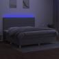 Preview: Boxspringbett mit Matratze & LED Hellgrau 200x200 cm Stoff