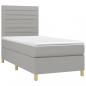 Preview: Boxspringbett mit Matratze & LED Hellgrau 80x200 cm Stoff