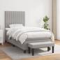 Preview: ARDEBO.de - Boxspringbett mit Matratze Hellgrau 100x200 cm Stoff