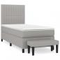 Preview: Boxspringbett mit Matratze Hellgrau 100x200 cm Stoff