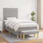 Preview: ARDEBO.de - Boxspringbett mit Matratze Hellgrau 100x200 cm Stoff