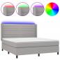 Preview: Boxspringbett mit Matratze & LED Hellgrau 160x200 cm Stoff