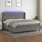 Preview: ARDEBO.de - Boxspringbett mit Matratze & LED Dunkelgrau 200x200 cm Stoff