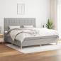 Preview: ARDEBO.de - Boxspringbett mit Matratze Hellgrau 200x200 cm Stoff