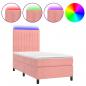 Preview: Boxspringbett mit Matratze & LED Rosa 90x190 cm Samt