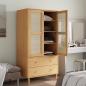 Preview: Kleiderschrank SENJA Rattan-Optik Braun 90x55x175cm Kiefernholz