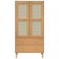 Preview: Kleiderschrank SENJA Rattan-Optik Braun 90x55x175cm Kiefernholz