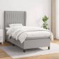 Preview: ARDEBO.de - Boxspringbett mit Matratze Hellgrau 100x200 cm Stoff