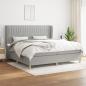 Preview: ARDEBO.de - Boxspringbett mit Matratze Hellgrau 200x200 cm Stoff